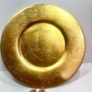***SOLD*** Pier 1 Imports 13” Gold Leaf Heavy Ceramic Charger Plates Formal